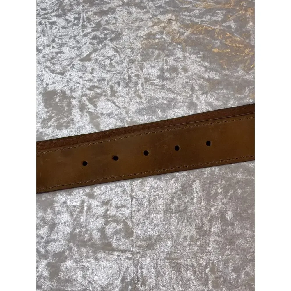 Justin USA Leather‎ Belt American Flag Western Buckle Brown Size 40 Cowboy